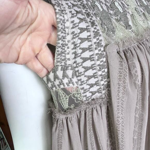 Free People Dress medium Georgette lace sheer Royal Regencycore Fairy babydoll - Picture 9 of 16